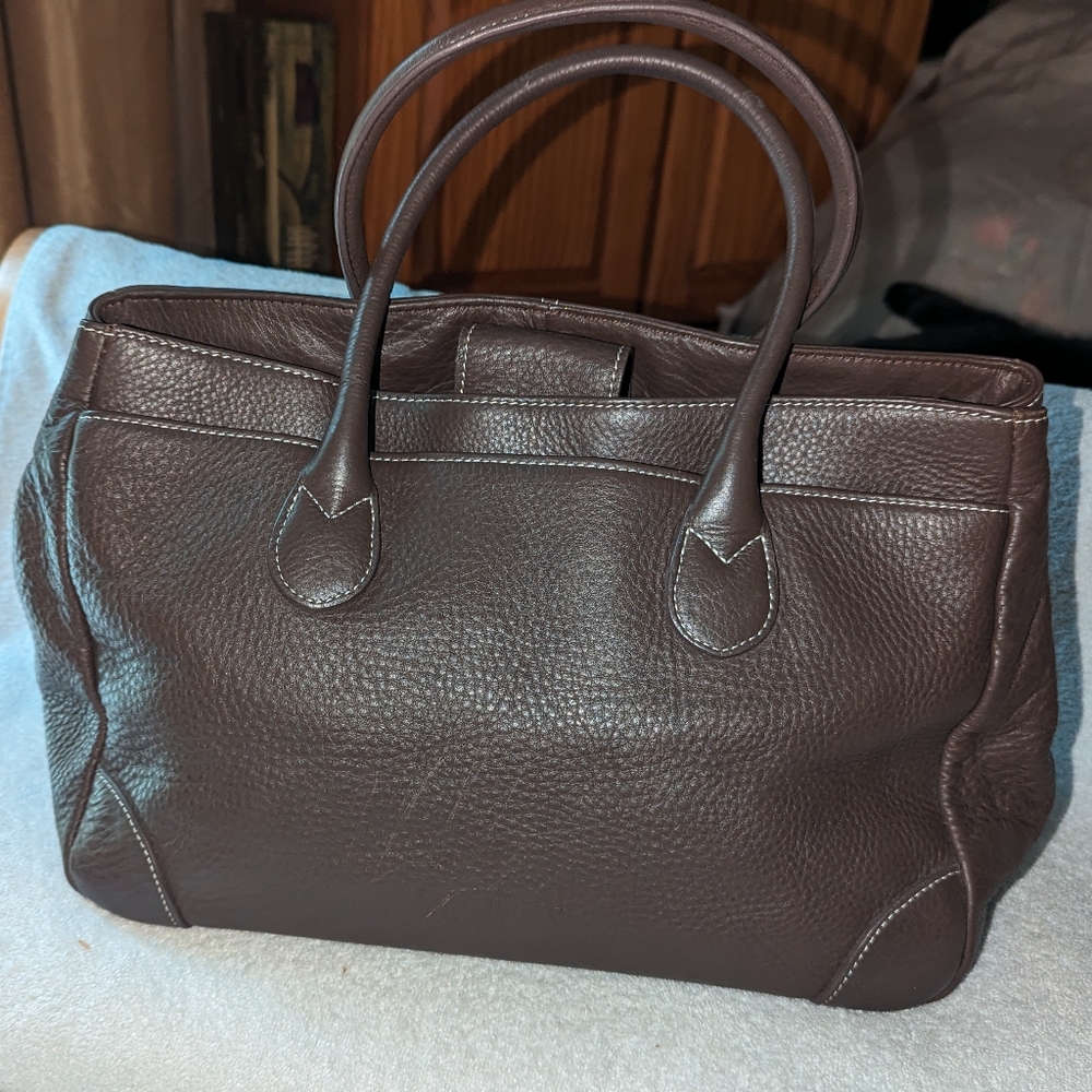 Levenger brown leather handbag. - Picture 2 of 13